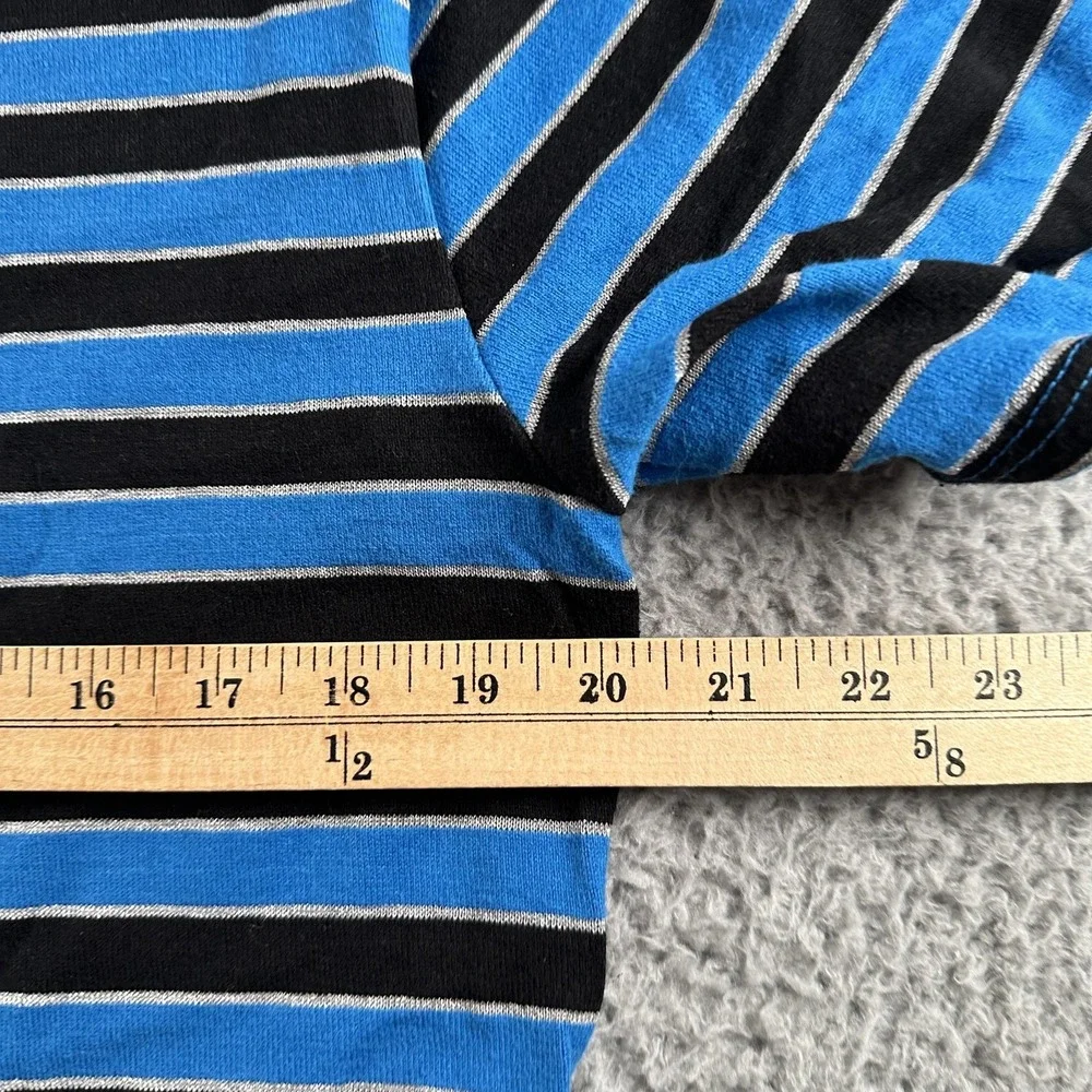 Vintage Guess Jeans Shirt Mens M Blue Black Striped Places+Faces Logo USA Tee - Picture 7 of 12